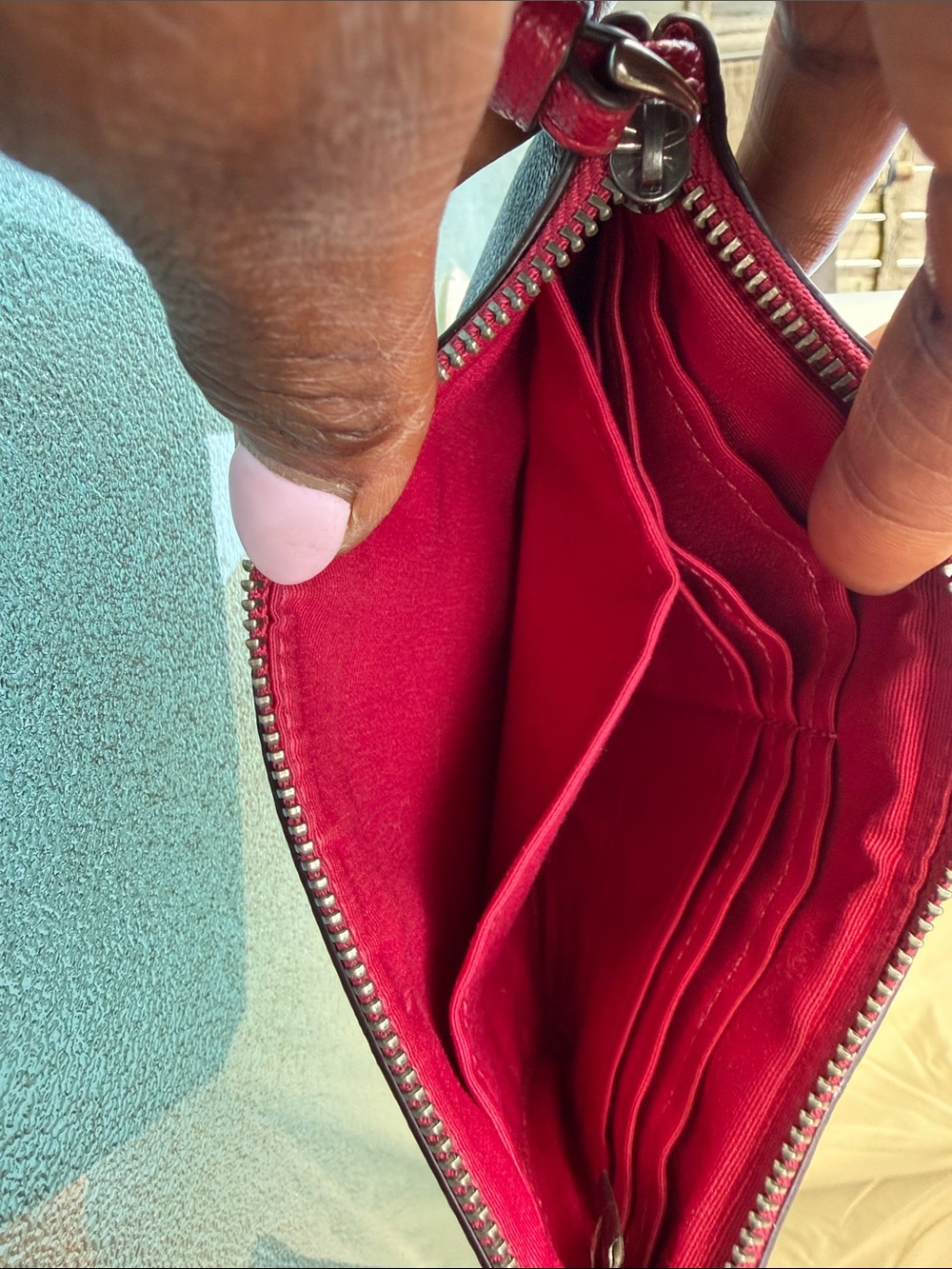 Coach Brown Signature Wristlet with Aloha Patch and Pink Trim - Picture 4 of 7